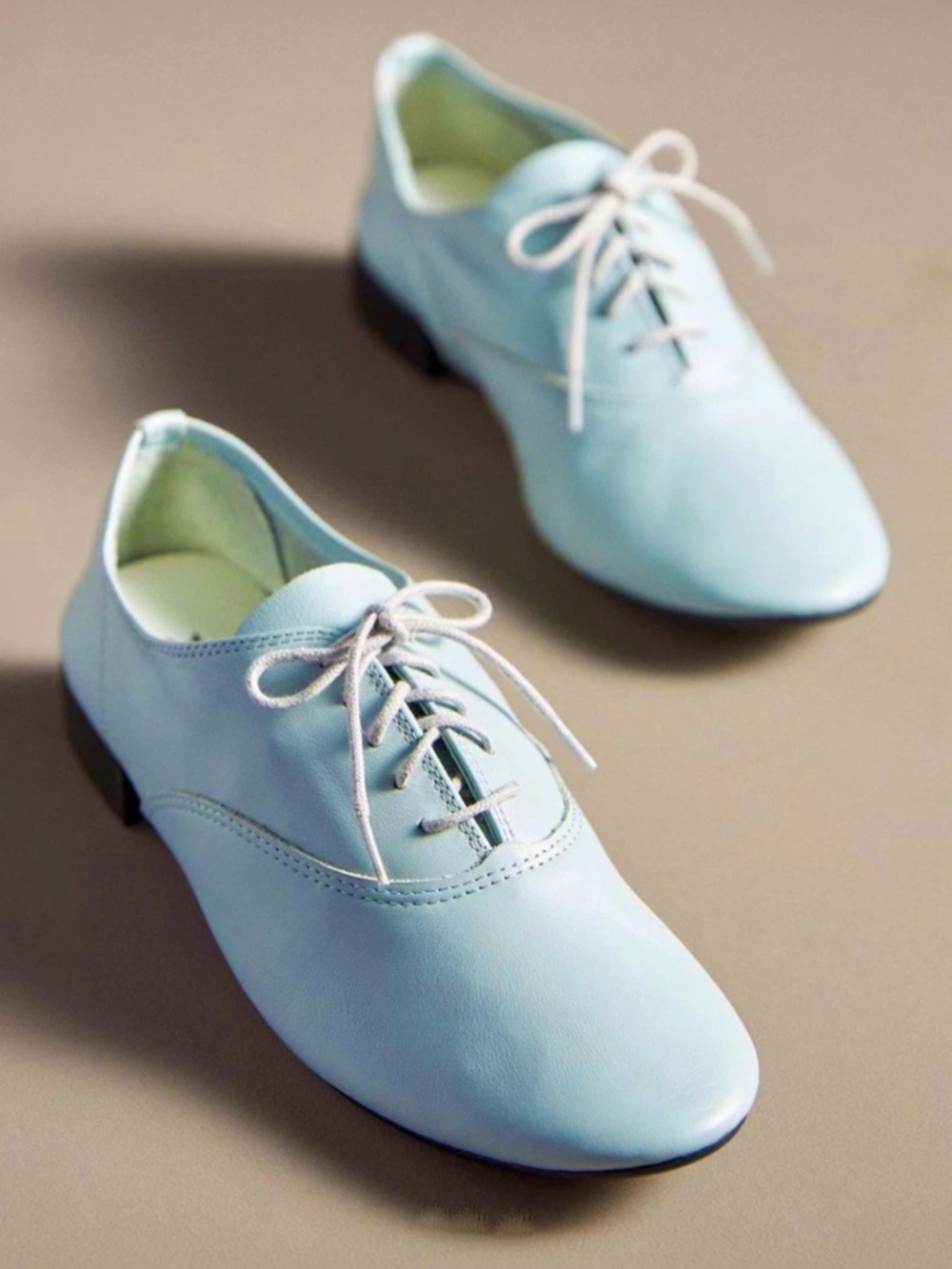 Anthropologie Repetto Zizi Oxford Soft Lace Up Shoe Lt Blue Leather